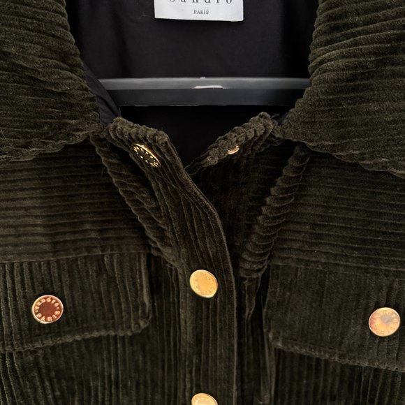 NWT SANDRO Paquita Kaki Corduroy Jumpsuit | Size French 40 / US 12-14 - Picture 5 of 7